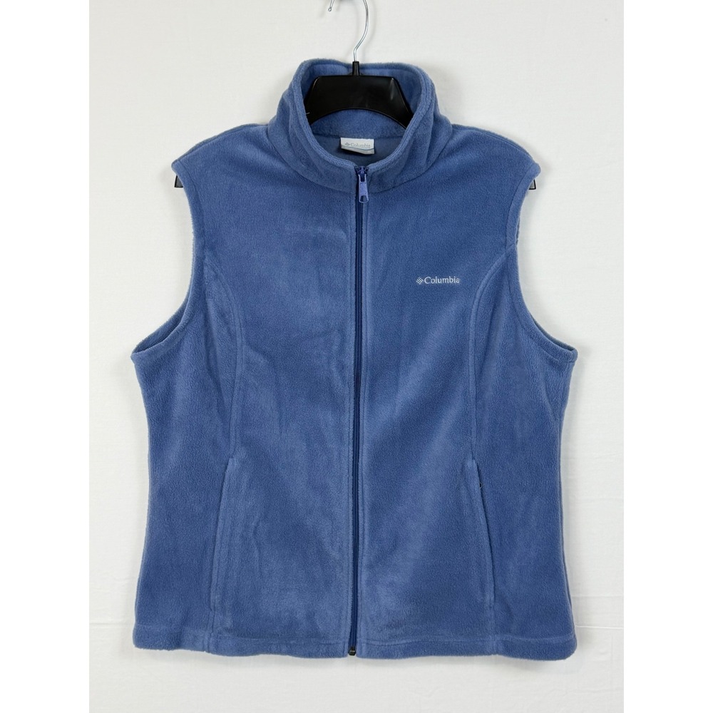 Columbia Womens Fleece Vest XL Blue Full Zip Sleeveless Jacket Soft Layering